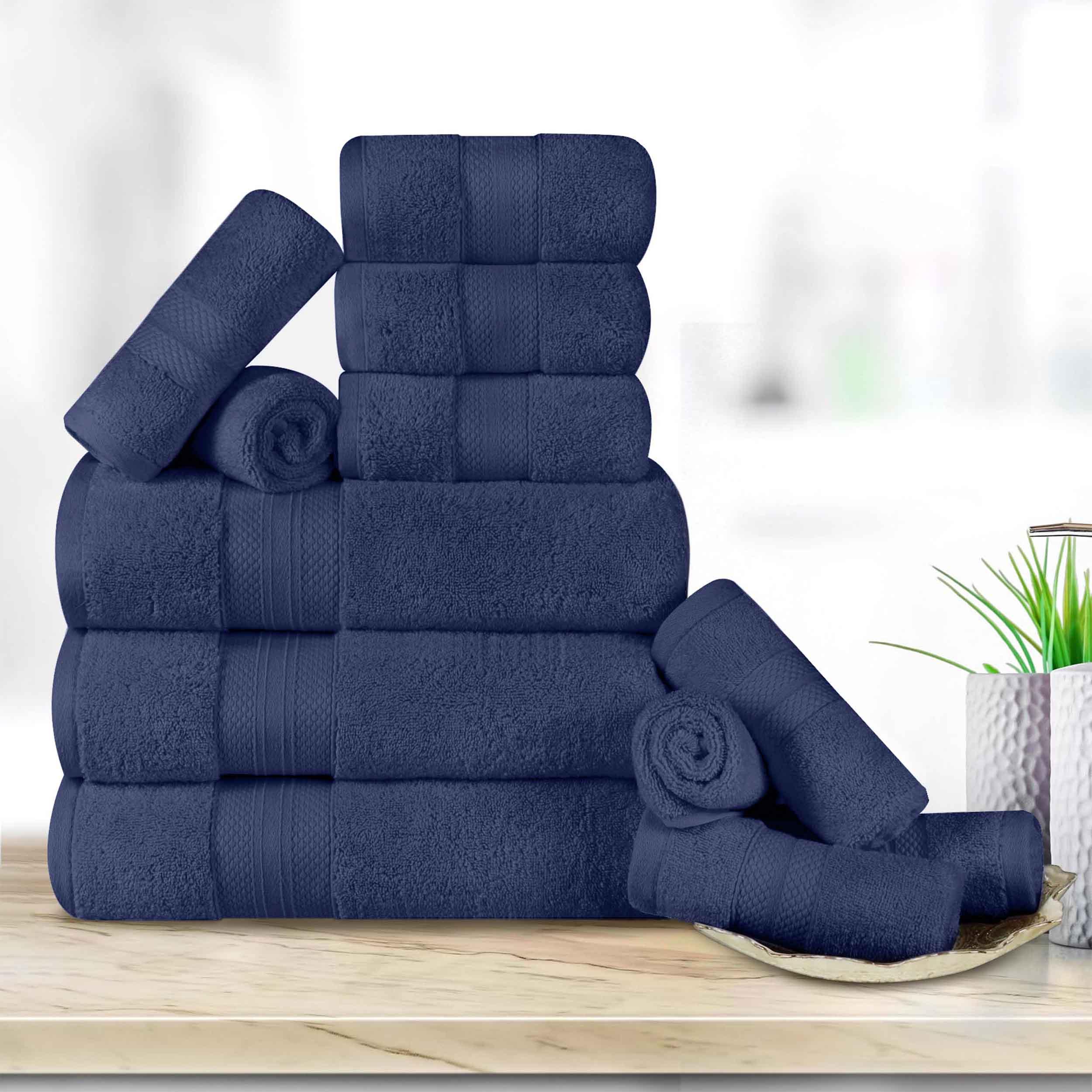 Premium 12-Piece Ultra Plush Turkish Cotton Towel Set - Highly Absorbent, Soft & Quick-Drying Bath Towels for Spa, Gym & Luxury Home Use