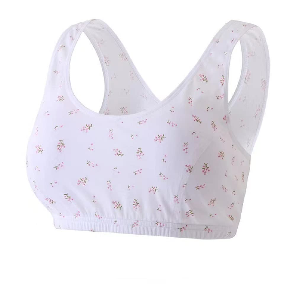 Everyday Bras for Women - Pure Cotton Full Coverage Pullover Floral Bra with Soft Removable Padded - Comfortable Wireless Support for Work, Yoga & Lounge Wear