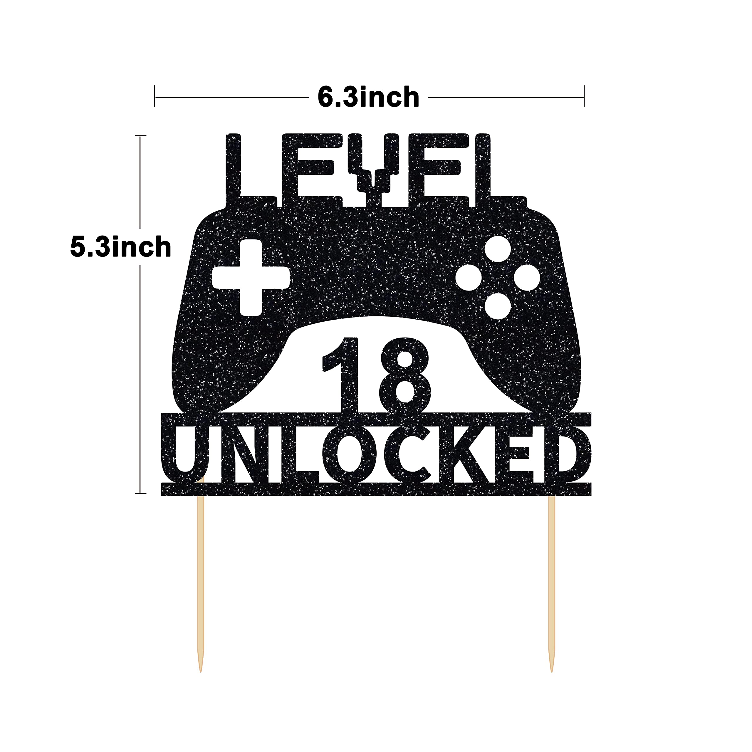 Level 18 Unlocked Cake Topper - Video Game Controller Birthday Decor for 18th Birthday Party | Perfect for Gamer Cakes, Gaming Themed Celebrations & Milestone Birthday Decorations