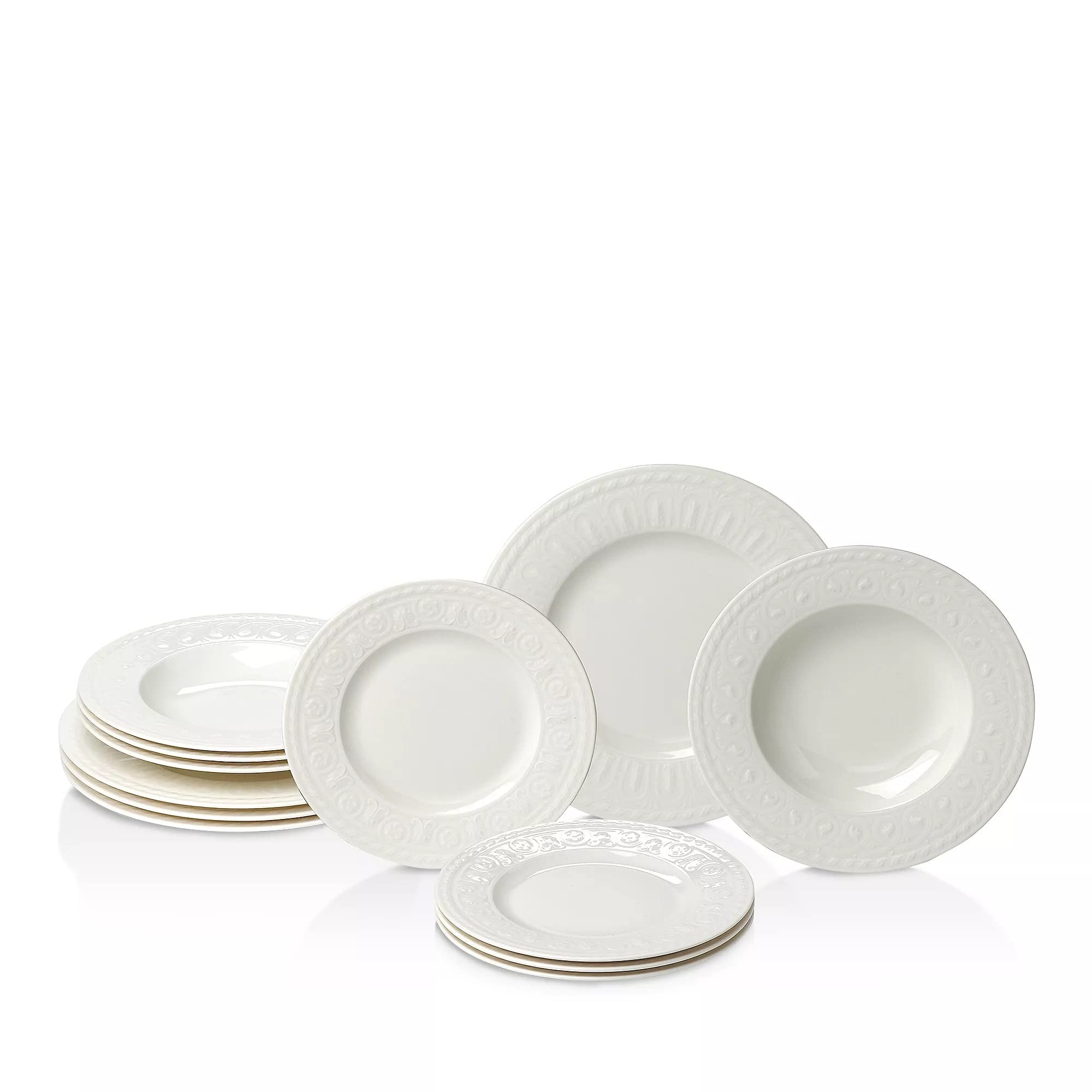 Villeroy & Boch Cellini 12-Piece Porcelain Dinnerware Set - Premium German-Made White Tableware for Formal Dining & Special Occasions