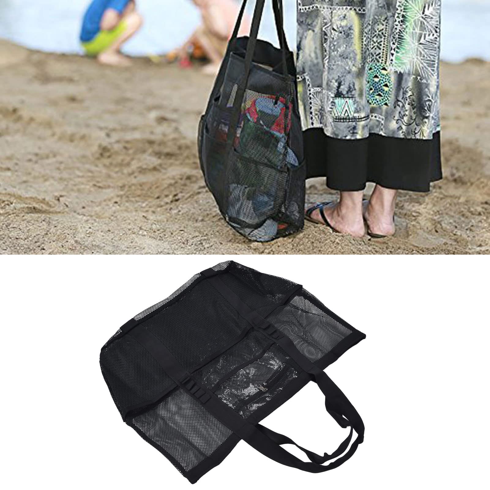 Large Mesh Oxford Beach Tote Bag - Waterproof, Durable & Spacious for Beach, Picnic, BBQ, Camping & Travel - Perfect for Carrying Towels, Snacks & Essentials