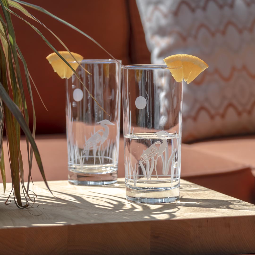 Premium Heron 15oz Insulated Highball Cocktail Glasses - Set of 2 | Shatter-Resistant, BPA-Free | Perfect for Iced Drinks, Whiskey, Mojitos & Home Bar Entertaining
