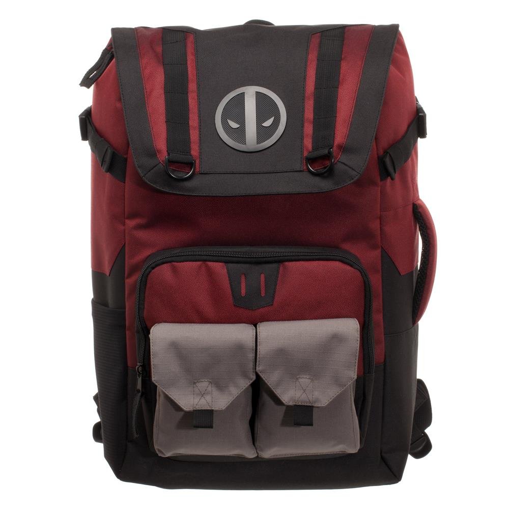 Marvel Deadpool Backpack for Men & Women - Black and Red Superhero Comic Book Design - Perfect for School, Travel, and Comic Conventions
