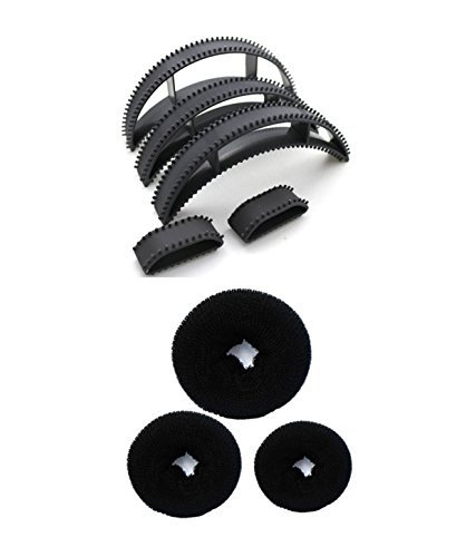 Homeoculture Hair Donuts 3-Piece Set with Bumpits Maker - Small, Medium & Large Hair Bun Donut for Updos, Ponytails & Hairstyling - Perfect for Weddings, Parties & Everyday Use