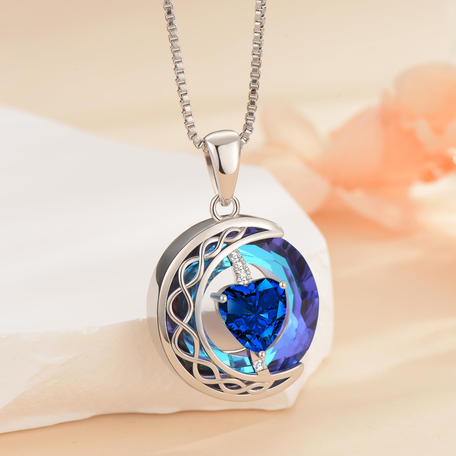 LIANYU Women's Sapphire Necklace - Elegant Jewelry Gift for Wife, Girlfriend, Mom - Perfect for Birthday, Anniversary & Special Occasions