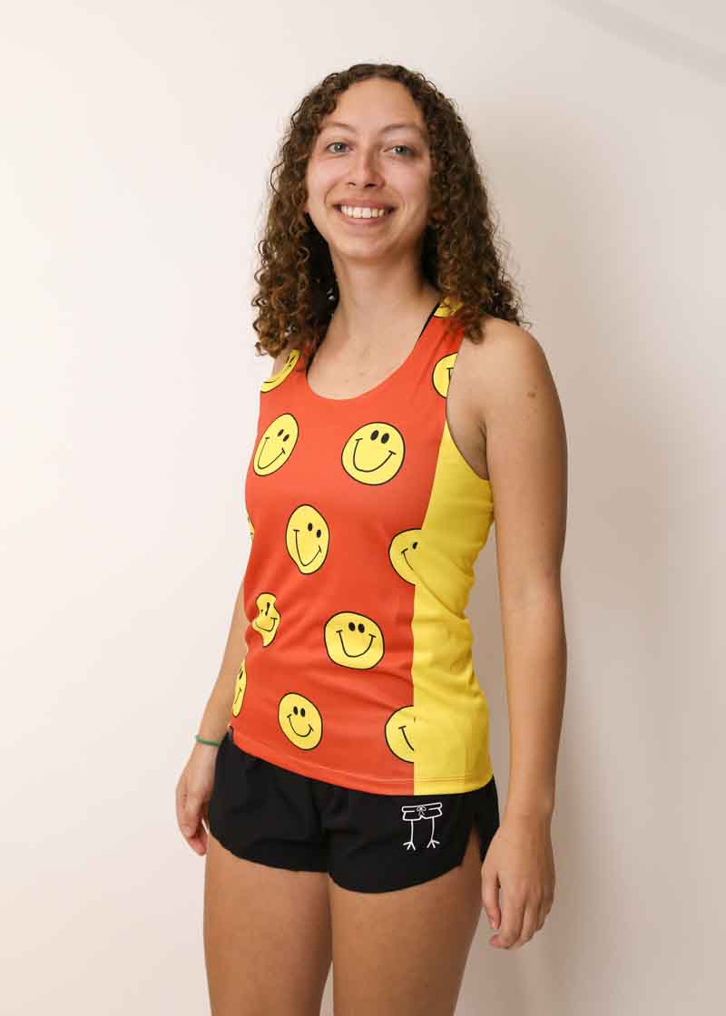 Women's Smileys Performance Singlet - Breathable Workout Tank Top for Running & Gym - Comfortable Athletic Activewear for Women