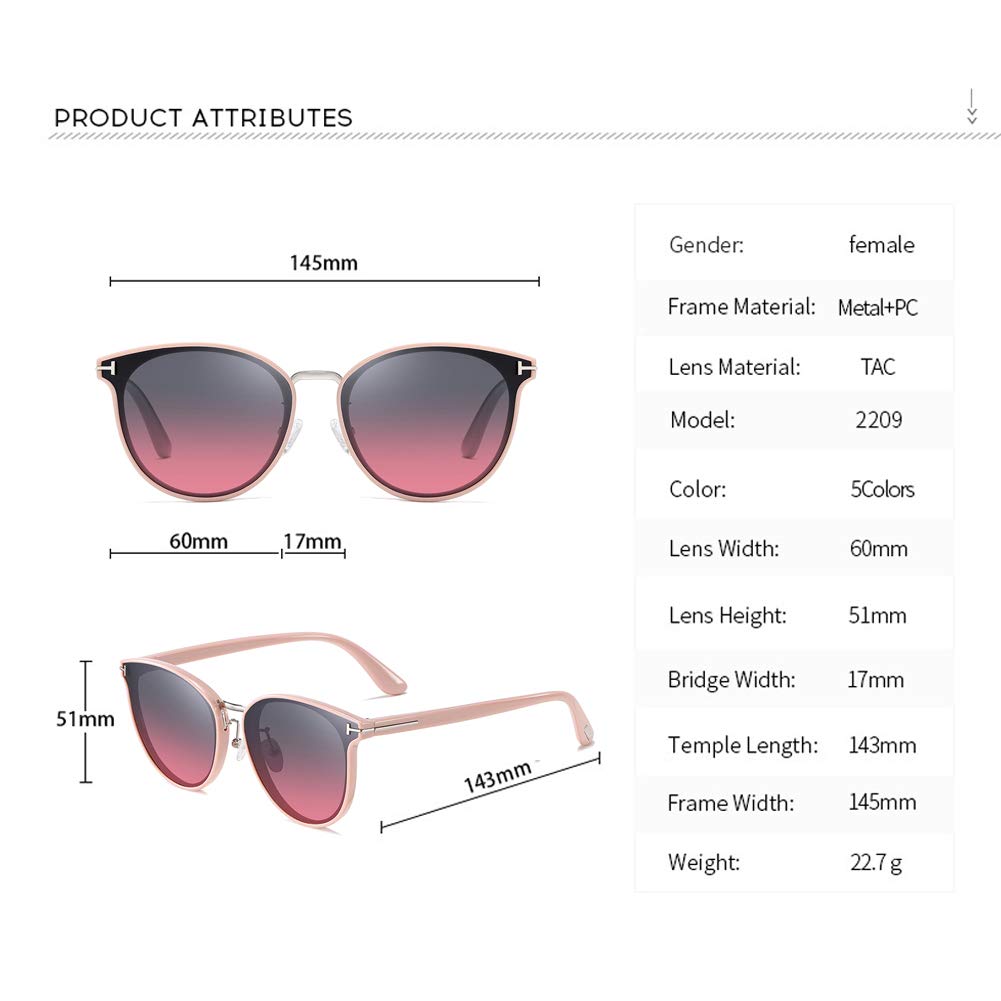 GBZSM Women's Fashion Round Polarized Sunglasses UV400 Protection Pink Lens Acetate Frame - Perfect for Driving, Travel & Outdoor Activities
