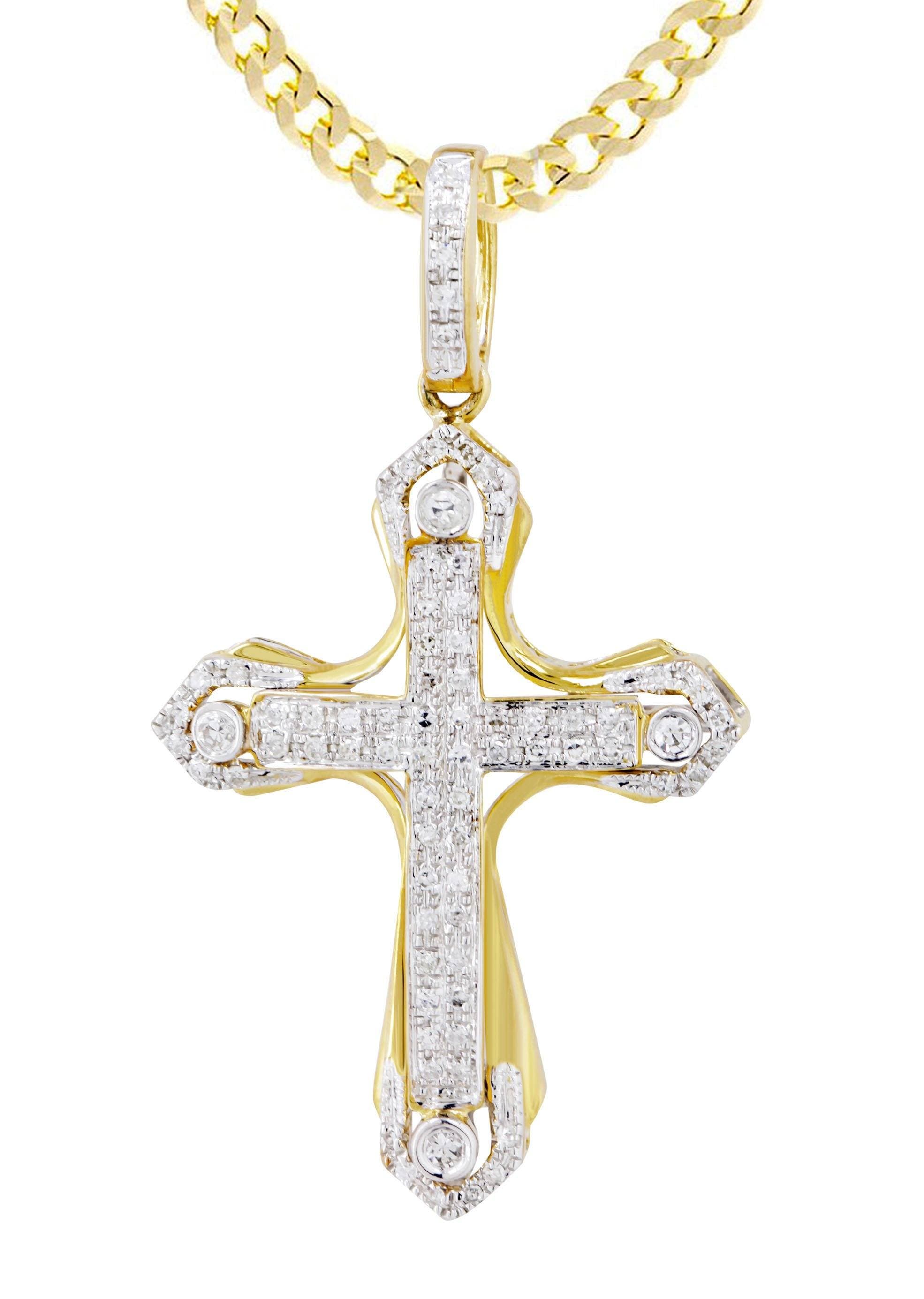10K Yellow Gold Diamond Cross Necklace for Women | 0.36 Carat Genuine Diamond Pendant | Perfect for Gifts, Weddings & Everyday Elegance