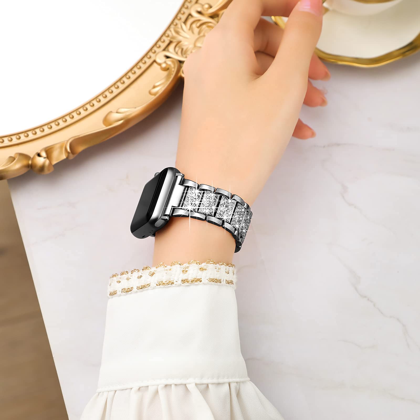 YGTIECS Bling Diamond Bracelet Compatible with Apple Watch 38mm 40mm 41mm 42mm 44mm 45mm 46mm 49mm - Stylish Dressy Band for Women, iWatch Ultra 2/1, Series 10/9/8/7/6/5/4/3/2/1 & SE - Perfect for Parties, Weddings & Everyday Elegance