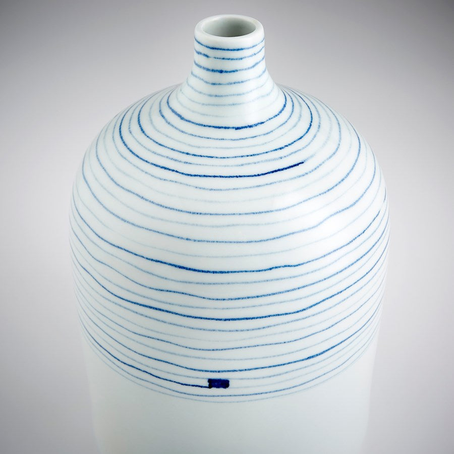Cyan Design 10803 Whirlpool Vase - Blue and White Ceramic Home Decor - Medium Size for Table Centerpiece, Wedding Decor, Living Room Accent