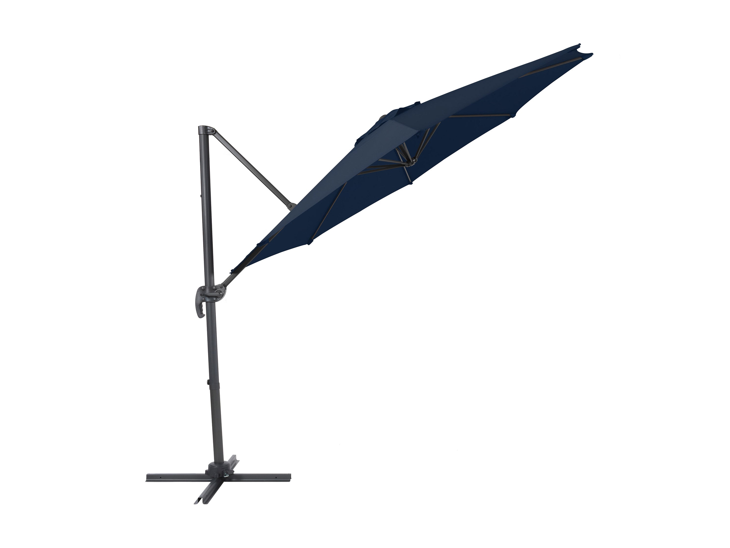 9.5ft Offset Patio Umbrella with 360 Degree Rotation - Navy Blue Outdoor Cantilever Umbrella for Poolside, Garden, and Deck Shade