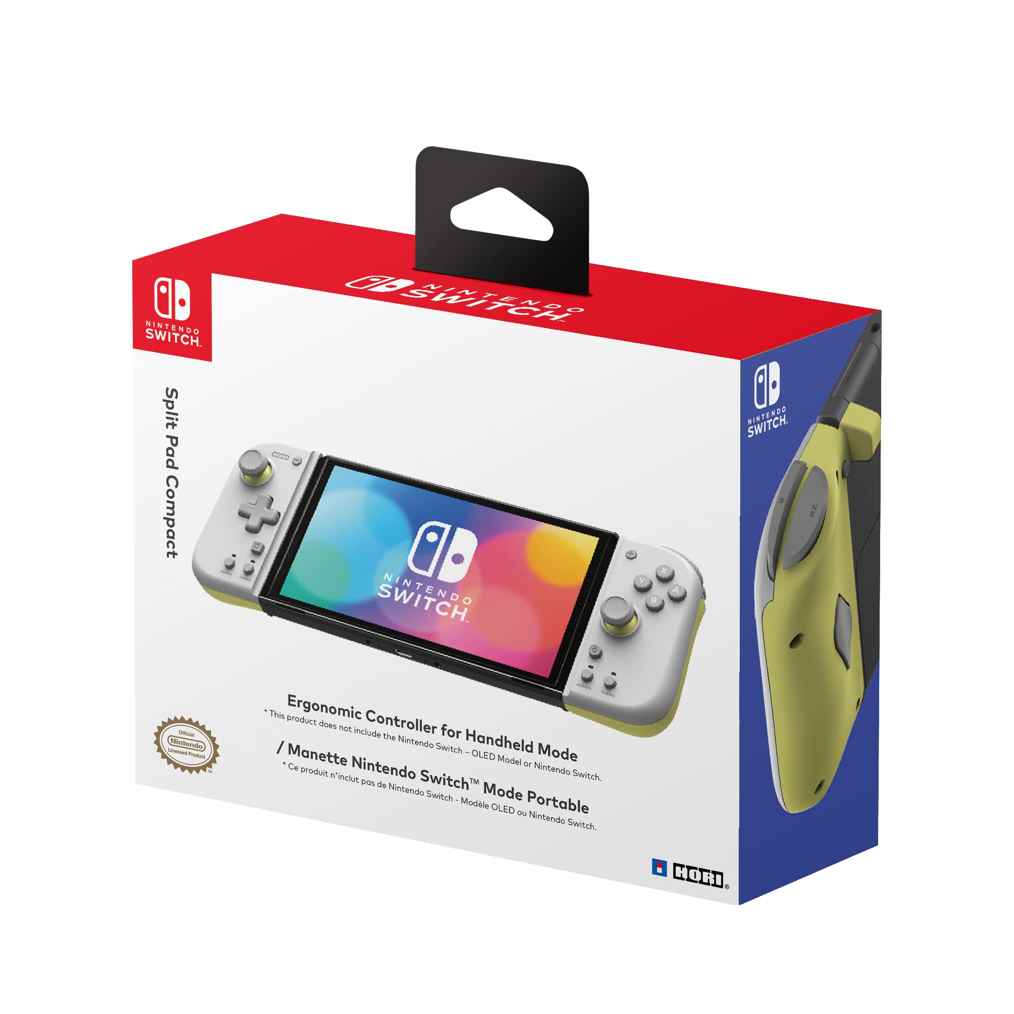 HORI Nintendo Switch Split Pad Compact (Light Gray & Yellow) - Ergonomic Handheld Controller - Officially Licensed by Nintendo (Renewed) - Perfect for Portable Gaming on the Go