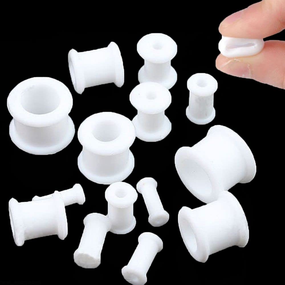 1 Pair (2pcs) Soft Flexible Silicone Double Flare Gauges - Thin Flat Flesh Tunnels for Ear Stretching - Perfect for Everyday Wear, Workouts & Alternative Fashion