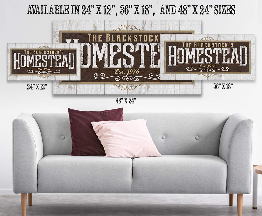 Personalized Farmhouse Decor - Classic Rustic Wood Style 18x36 Stretched Canvas Art - Western Barn House Print, Country Home Accessories & Customized Farmers Gift - Perfect for Living Room, Kitchen, or Cabin Wall Decor