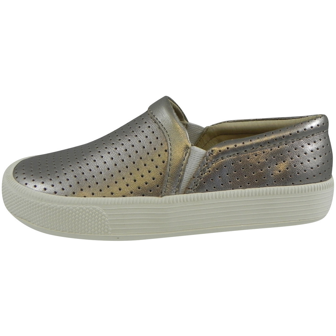 Old Soles 1030 Kids' Silver Sporty Hoff Leather Loafers - Breathable Sneakers for Boys & Girls | Perfect for School, Play & Everyday Comfort