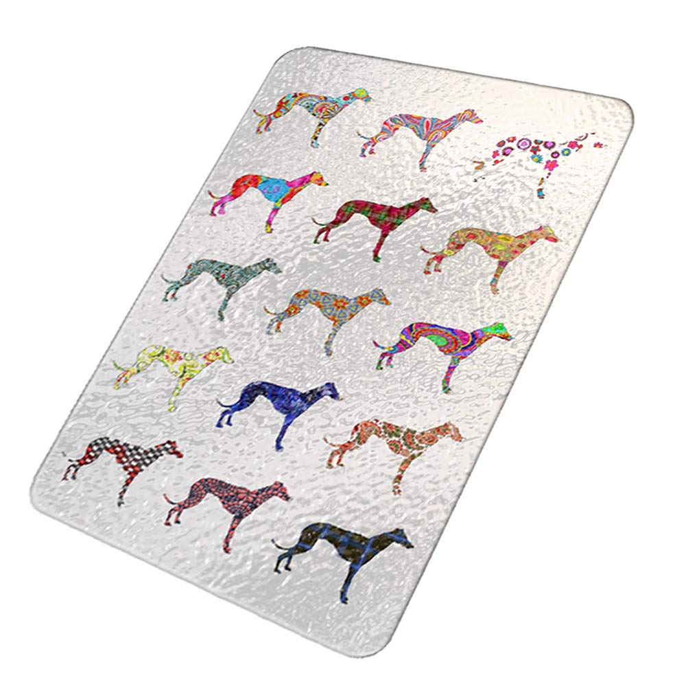 Greyhound Dog Themed Decorative Glass Cheese Cutting Board & Trivet Set - Kitchen Counter Art for Cheese Platters, Serving, and Home Decor