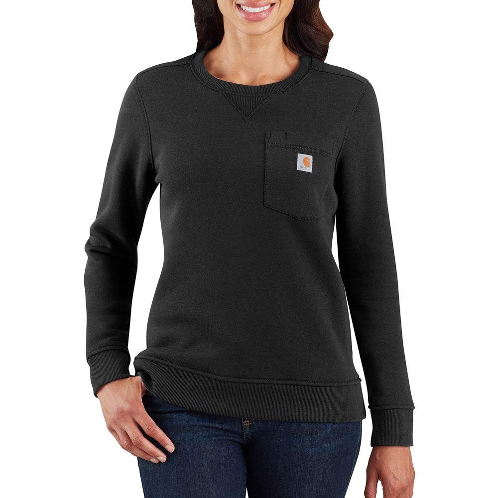 Carhartt Women's Clarksburg Crewneck Pocket Sweatshirt - Soft Fleece Pullover with Front Pocket for Work, Casual & Outdoor Activities