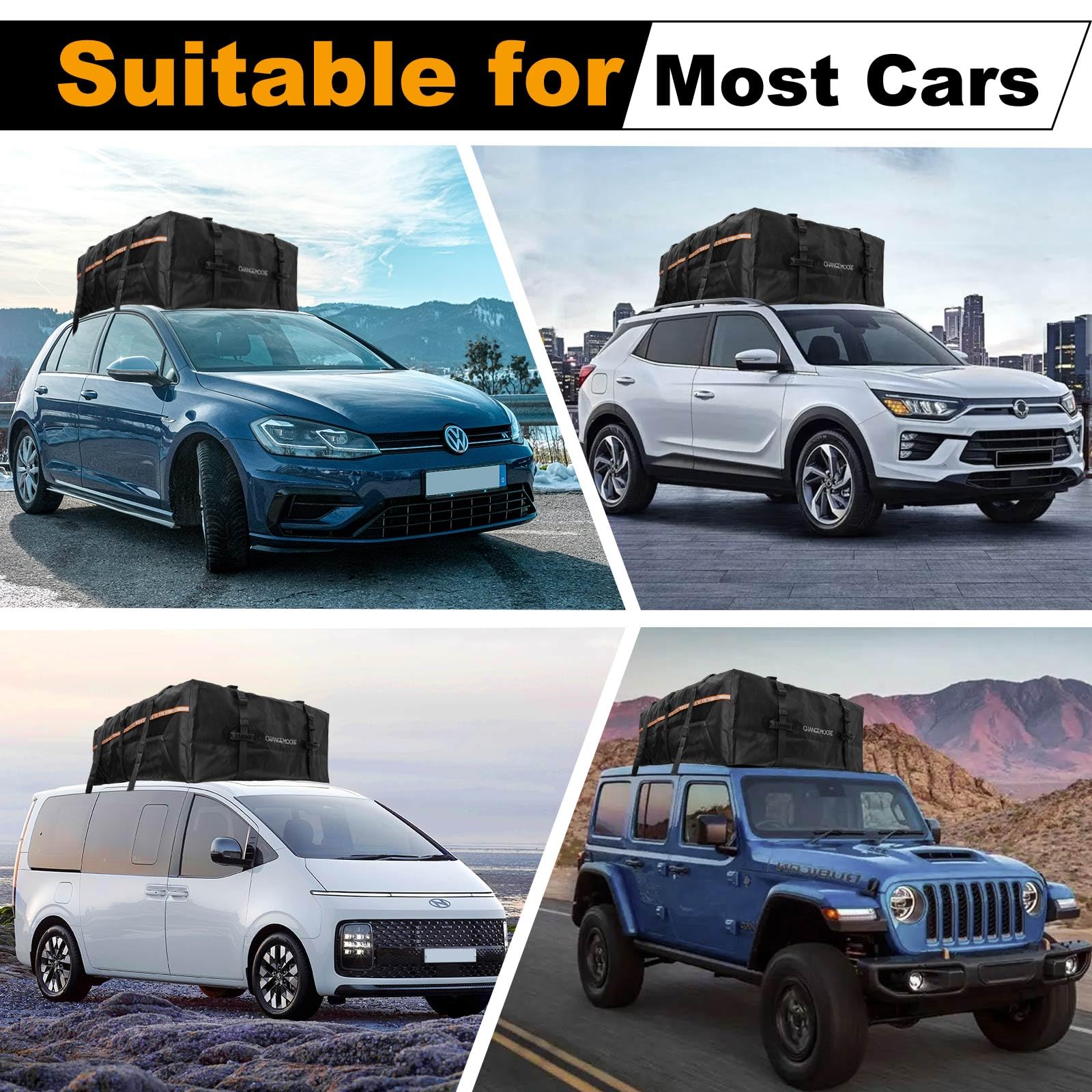 21 Cubic Feet Waterproof Rooftop Cargo Carrier Bag - 1000D Heavy Duty Car Roof Storage for SUVs, Trucks & All Vehicles (With/Without Rack) | Includes Anti-Slip Mat, 8 Door Hooks, Storage Bag & Luggage Lock | Perfect for Road Trips, Camping & Outdoor Adventures