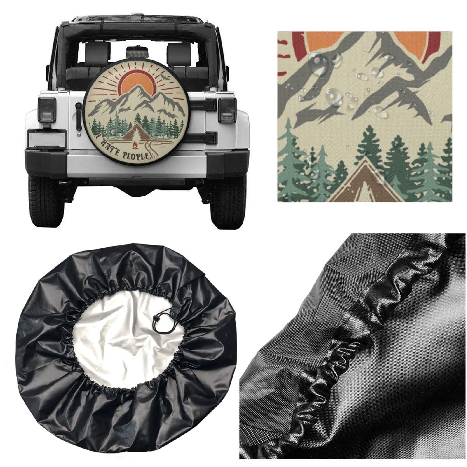 Universal Weatherproof Spare Tire Cover - Fits 15