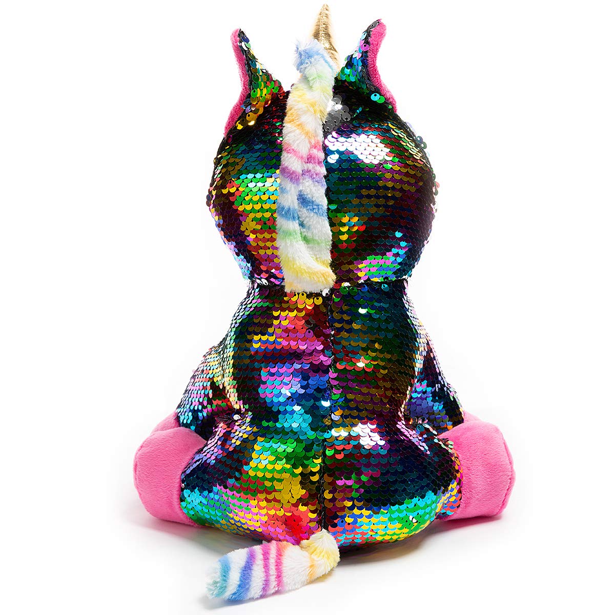 HollyHOME 12-Inch Reversible Rainbow Sequins Unicorn Stuffed Animal Toy - Soft Plush Gift for Kids Birthday, Christmas & Party Favors | Great for Playtime, Room Decor & Stress Relief