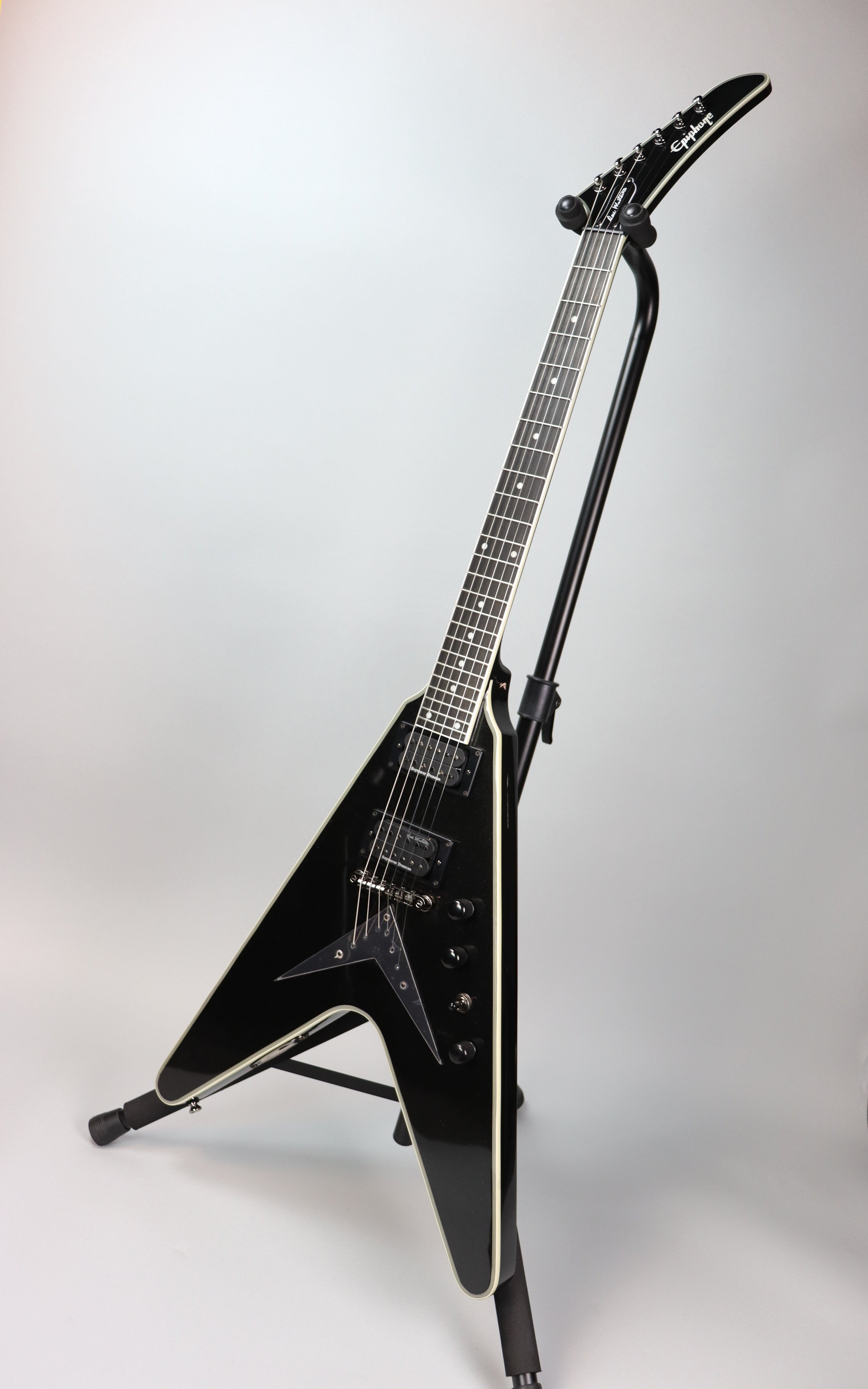 Epiphone Dave Mustaine Flying V Electric Guitar - Black Metallic Finish | Rock & Metal Performance Guitar for Stage & Studio