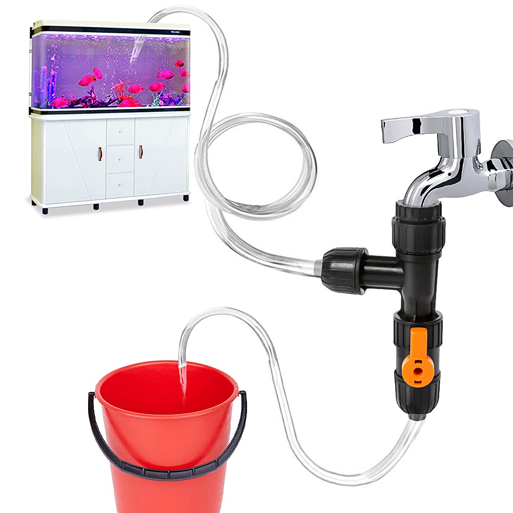 WIOR 3-Piece Aquarium Water Changer Kit with 2 Faucet Nozzle Connectors - Fish Tank Cleaning & Maintenance Tool for Freshwater & Saltwater Tanks - Perfect for Water Changes, Gravel Vacuuming & Tank Setup