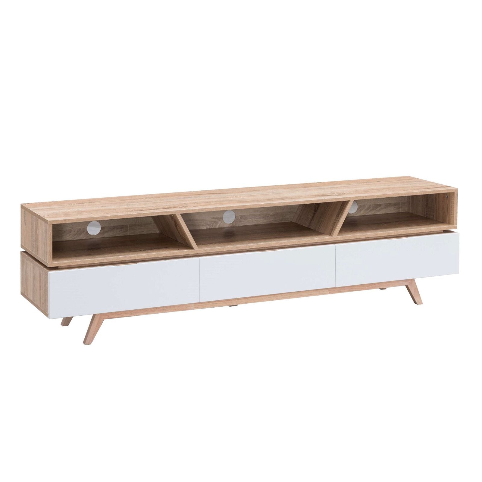 Criterion SILVERTON1800 Oak TV Stand - Modern Entertainment Center for Living Room, Bedroom & Home Theater