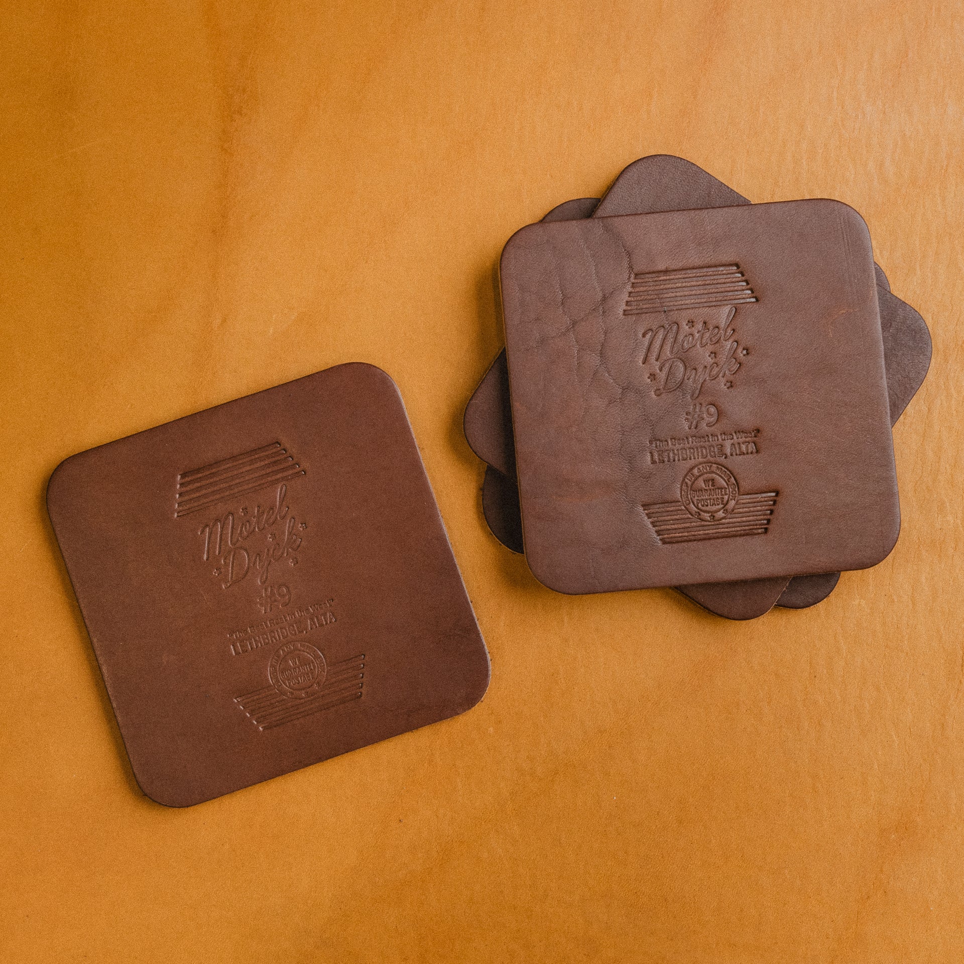 Motel Dyck Coaster Set - 6-Piece Absorbent Cork Drink Coasters for Coffee, Wine & Beer - Perfect for Home, Bar & Office Use