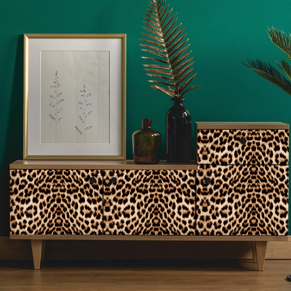 Leopard Print Contact Paper - Self-Adhesive Cheetah Wallpaper for Walls, Cabinets & Furniture - Easy Peel & Stick Animal Print Wall Decal for Home Decor, DIY Projects & Nursery Accents