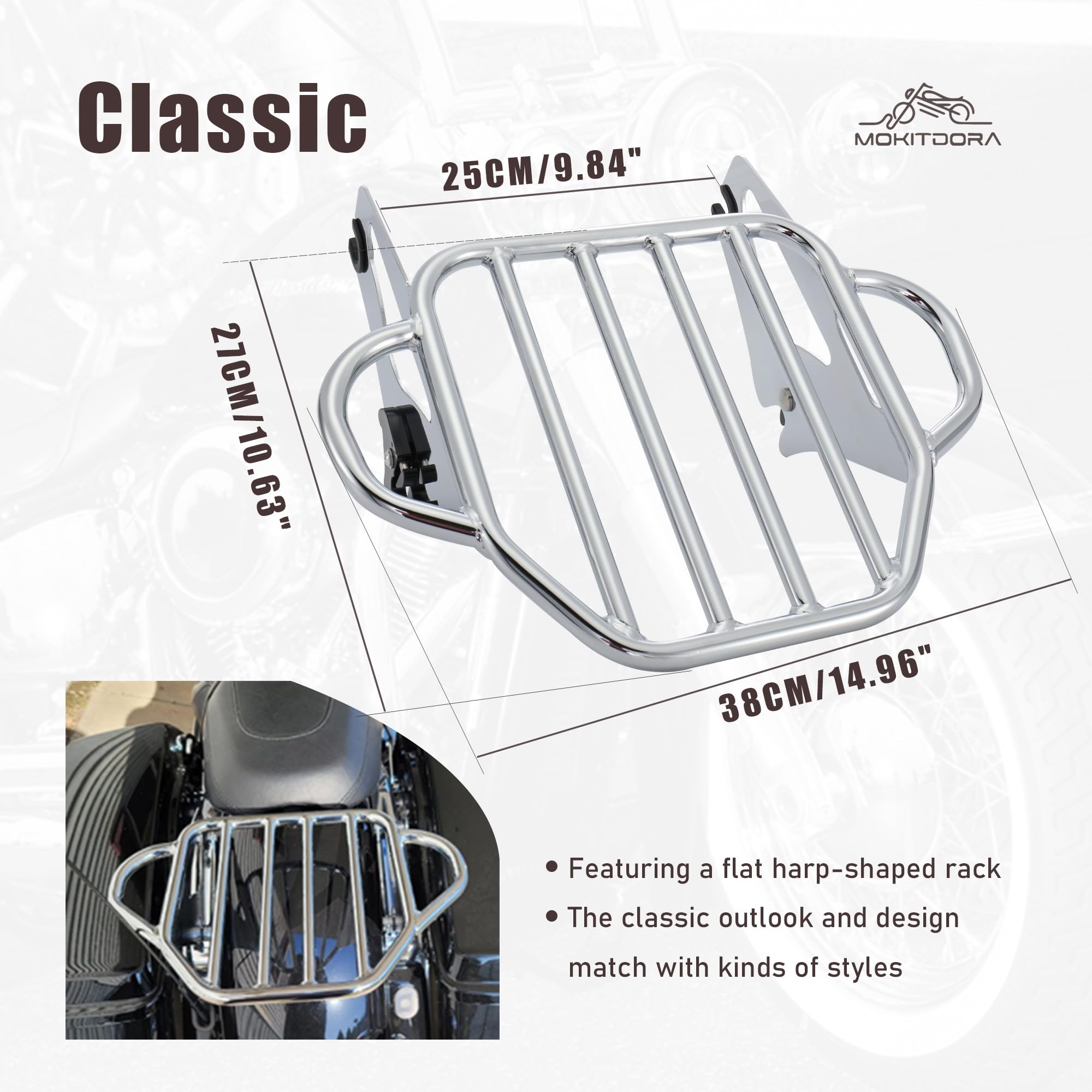 Detachable Two-Up Luggage Rack for Harley Touring Road King Road Glide Street Glide Electra Glide 2009 & Newer Models - Chrome Finish | Perfect for Long-Distance Motorcycle Trips & Touring Accessories