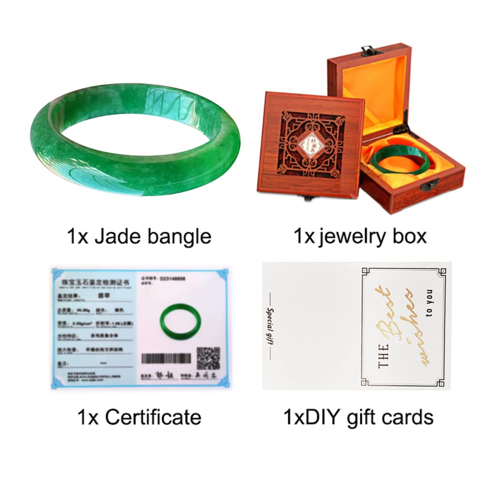 Natural Burmese Jade Bangle Bracelet - AAA Grade Green Jadeite for Women, Jewelry Gift Box with Certificate - Perfect for Weddings, Anniversaries & Special Occasions