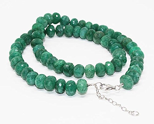 Green Beryl Faceted Rondelle Beads Necklace - 9-10mm Natural Gemstone Jewelry for Women - Wholesale Price Ready to Wear - Perfect for Weddings, Parties & Everyday Elegance