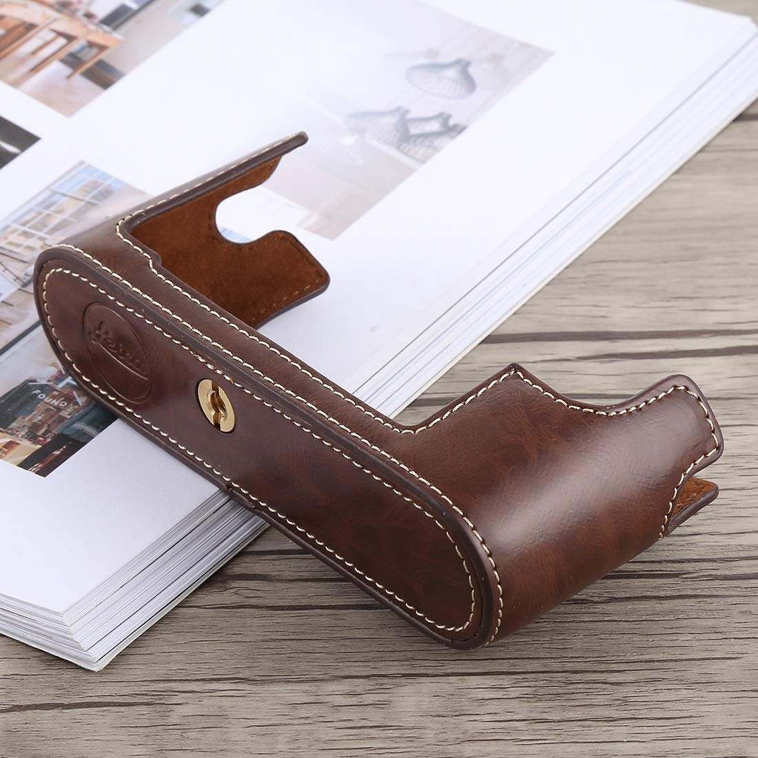 Premium PU Leather Camera Half Case with 1/4 Inch Thread for Leica M10 - Coffee | Durable Protection for Travel & Street Photography