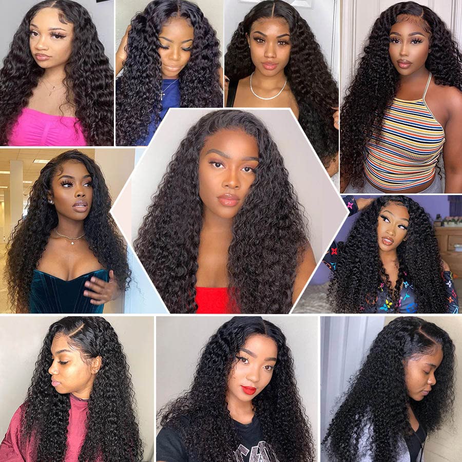 Mariska Deep Wave Brazilian Human Hair Bundles - 3 Bundles Unprocessed Virgin Remy Hair for Weaving (12/14/16 Inch, Natural Black) - Perfect for Wigs, Extensions & Protective Styles