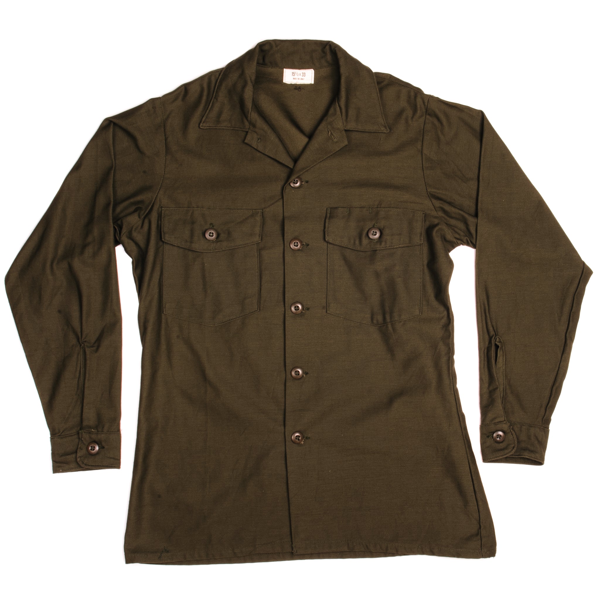 Vintage US Army Sateen Utility Shirt P64 - Vietnam War Era 1974 - Size 15.5 x 33 - Deadstock Military Surplus - Perfect for Reenactments, Vintage Collections & Military Style Outfits