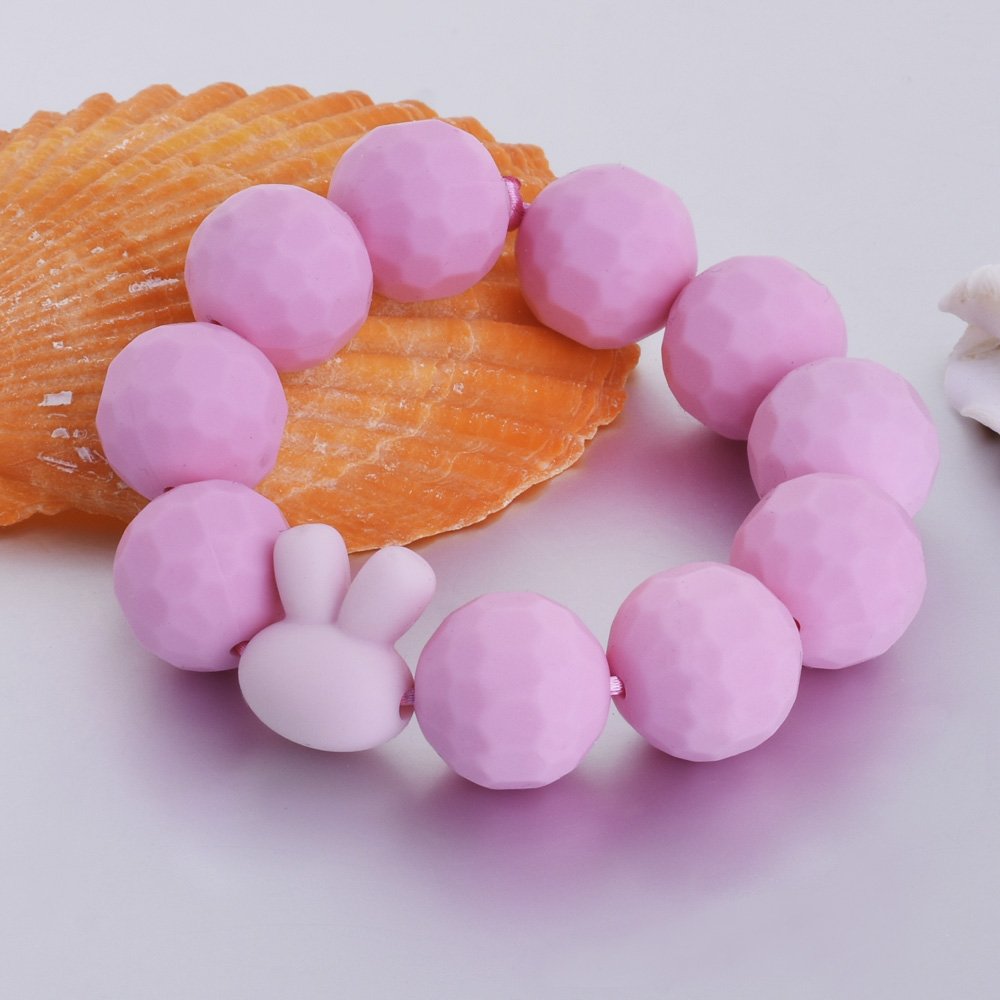 15x18.2x10.5mm Rabbit-Shaped Food Grade Silicone Beads - 10pcs Purple Silicone Necklace for DIY Jewelry Making & Baby Teething Toys