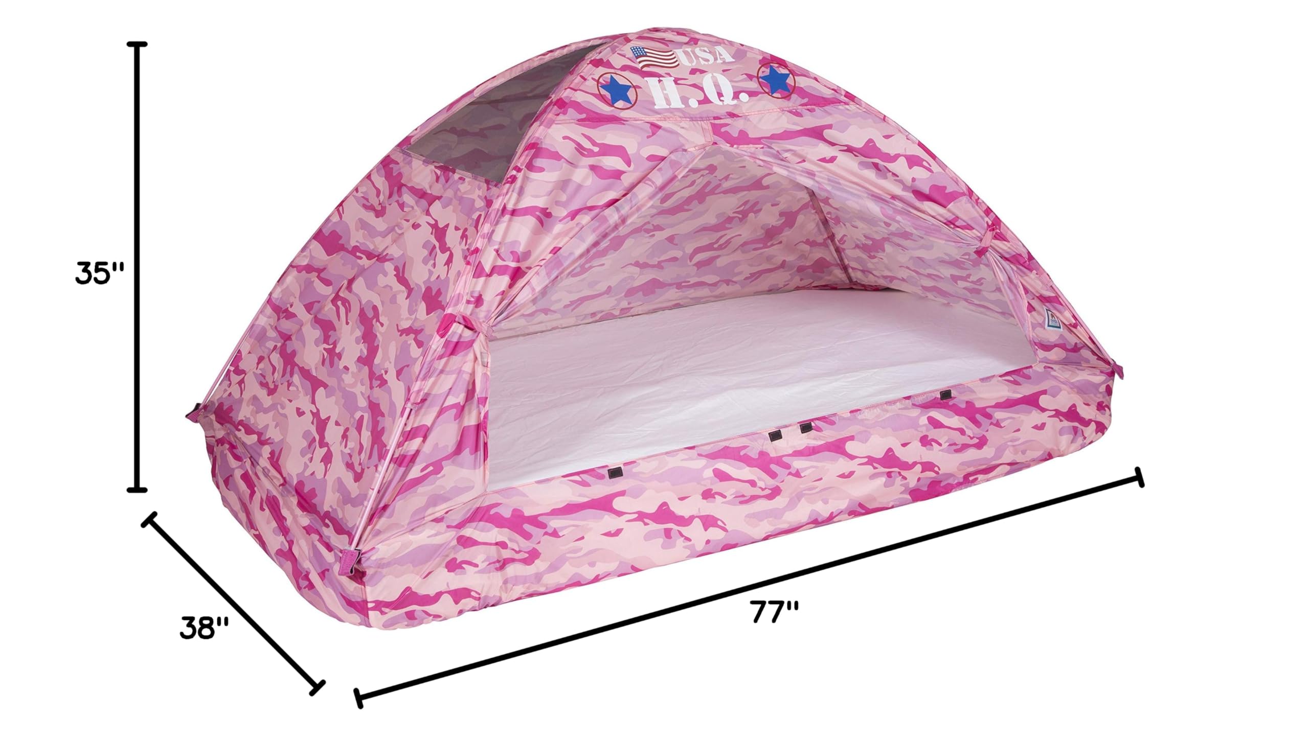 Pacific Play Tents 19781 Kids Pink Camo Bed Tent Playhouse - Twin Size Indoor Play Tent for Girls, Fun Sleepover Fort & Reading Nook for Children's Bedroom