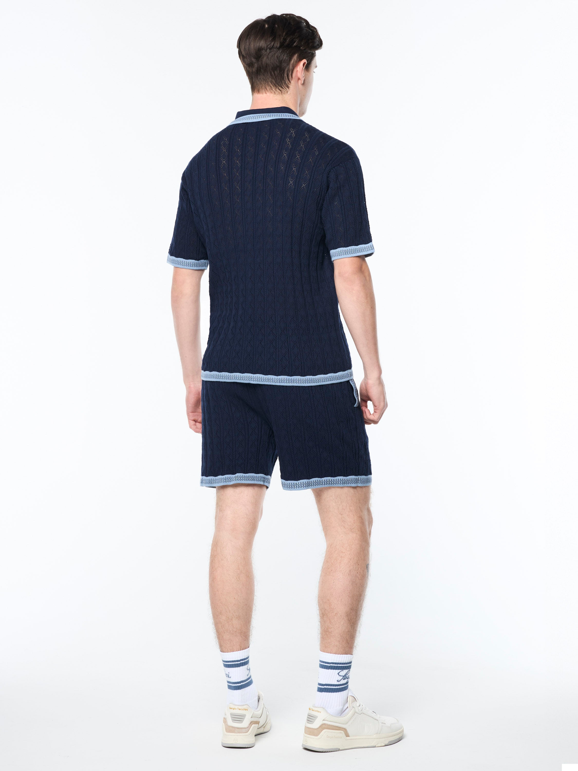 Aldo Pointelle Polo Shirt for Men - Breathable Cotton Knit, Slim Fit, Maritime Blue - Perfect for Casual Wear, Office & Summer Outings