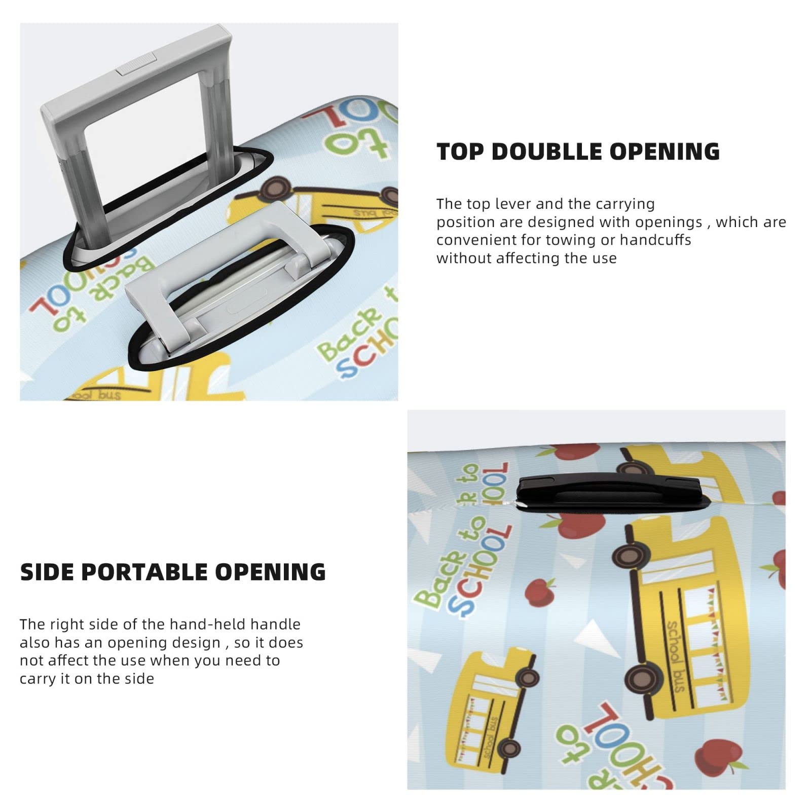 Elastic Luggage Cover for 18-32 Inch Suitcases - School Bus Design Travel Suitcase Protector with Hidden Zipper | Perfect for Back to School, Air Travel & Vacation Accessories