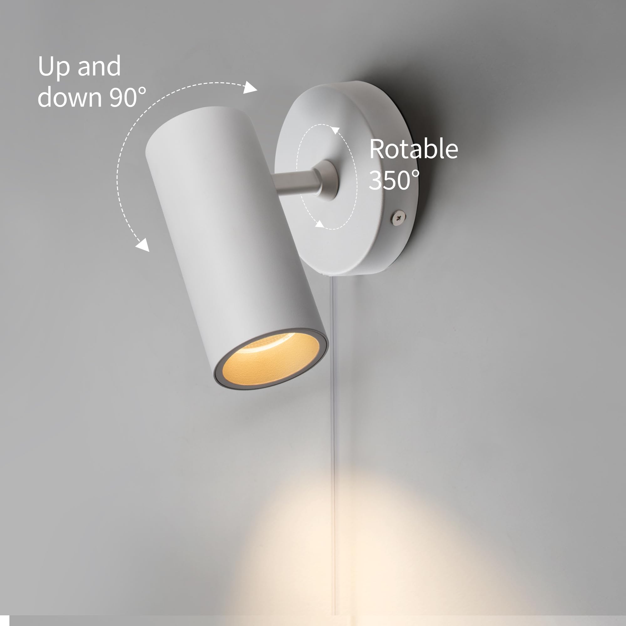 Aisilan 12W LED Adjustable Wall Spotlight - Warm White COB Light CRI≥97, Modern Directional Uplight with On/Off Switch, Aluminum Wall Sconce for Art Display, Floor & Ceiling Lighting | Perfect for Gallery, Living Room, Bedroom and Hallway Accent Lighting