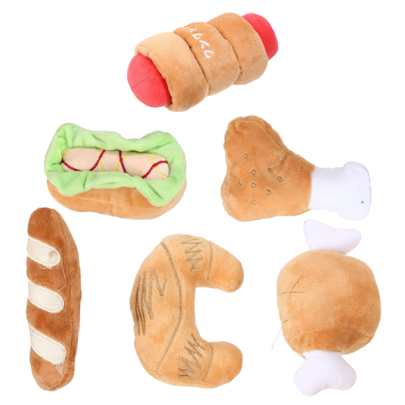 Balacoo 6-Pack Squeaky Dog Toys - Plush Hamburger & Chicken Leg Chew Toys for Puppies, Teething Relief & Dental Health - Fun Interactive Pet Toys with Sound for Small & Medium Dogs - Perfect for Playtime, Training & Gifts