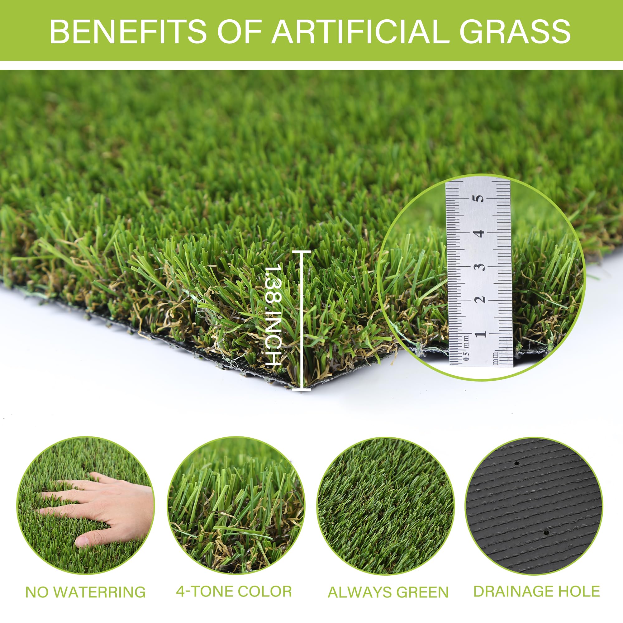 Premium 5x10 FT Artificial Grass Pee Pads for Dogs - Indoor/Outdoor Potty Training Turf Mat, Durable Fake Grass Rug for Puppy & Dog Training - Perfect for Balcony, Patio, Kennel & Garden Use