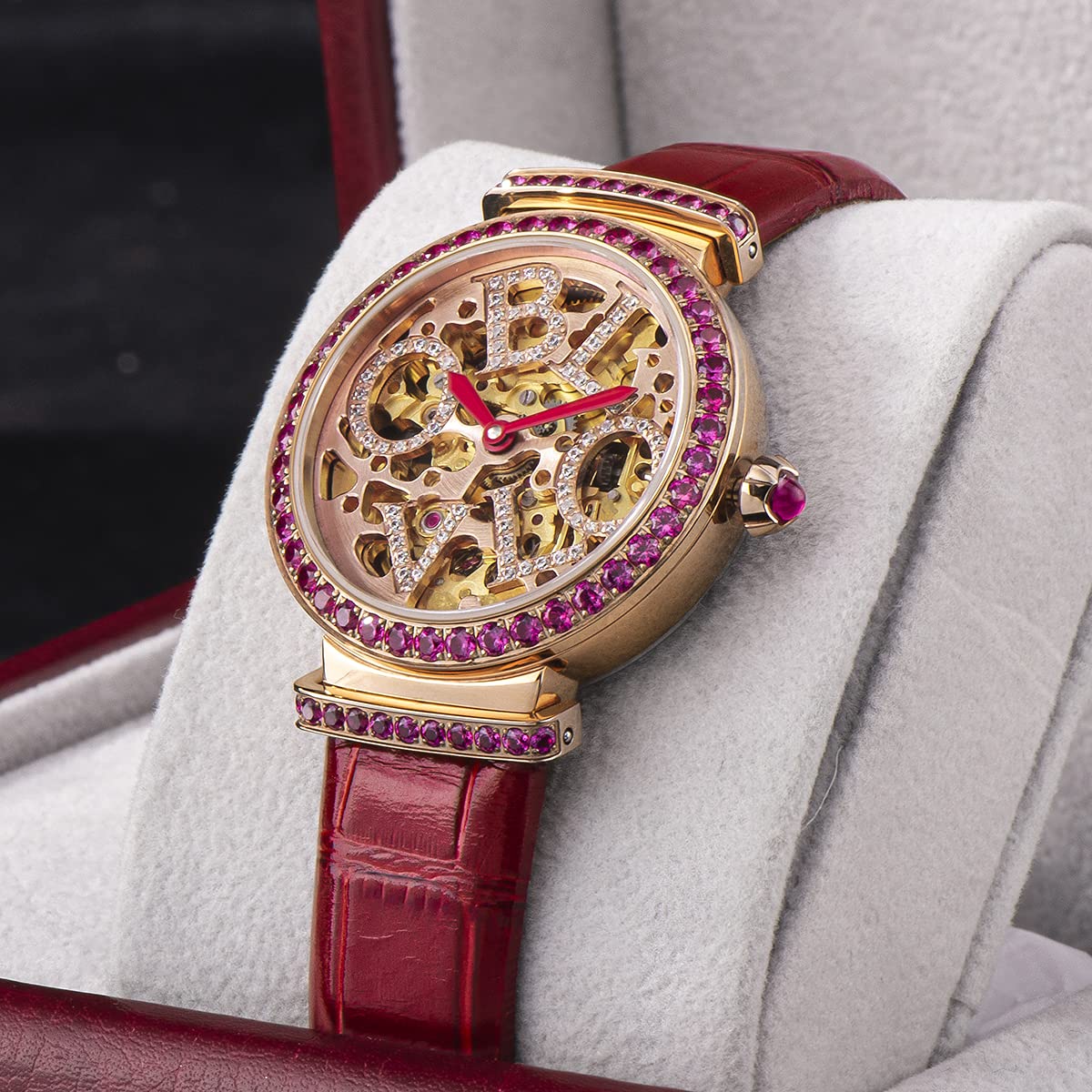 Luxury Rose Gold Automatic Women's Watch with Skeleton Dial - Genuine Leather Strap - Perfect for Business, Party & Everyday Wear