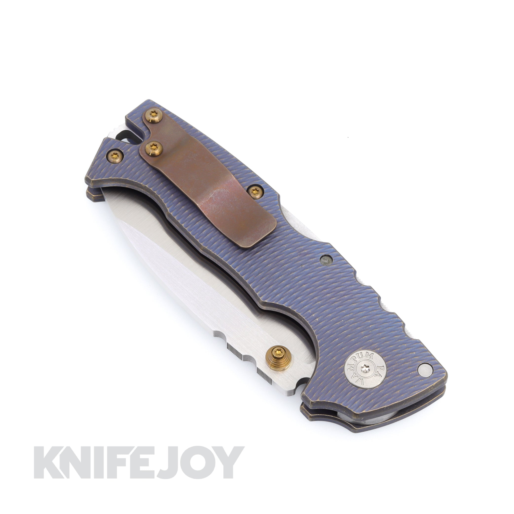 Demko AD10 Custom Folding Knife - MagnaCut Blade, Blue Titanium Handles & Bronze Hardware - EDC, Outdoor, Survival, Tactical Gear