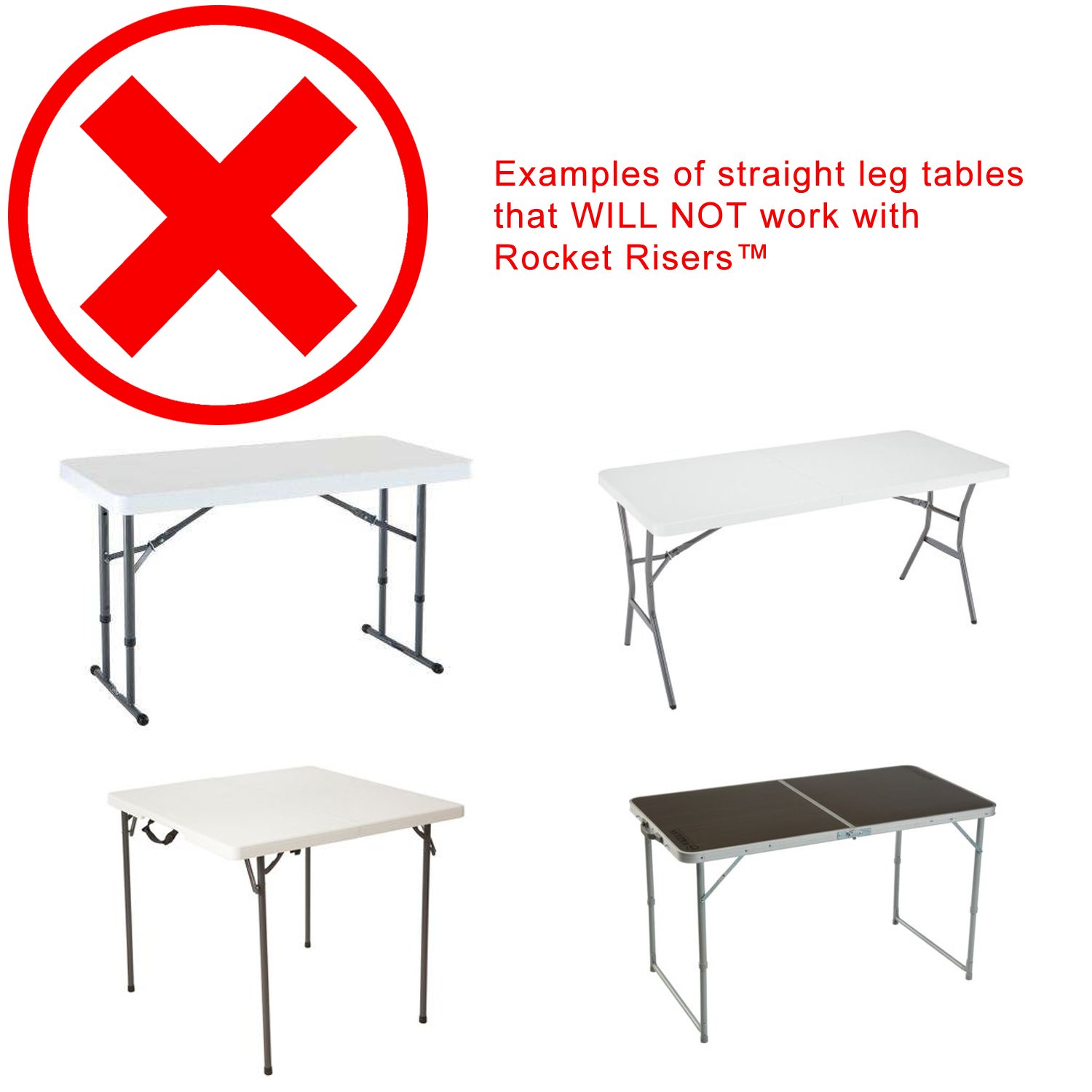 Adjustable Folding Table Risers - Set of 4 Counter Height Table Leg Extenders for Kitchen, Dining, or Office - Convert Any Folding Table to Bar Height - Durable & Stable Table Lifters