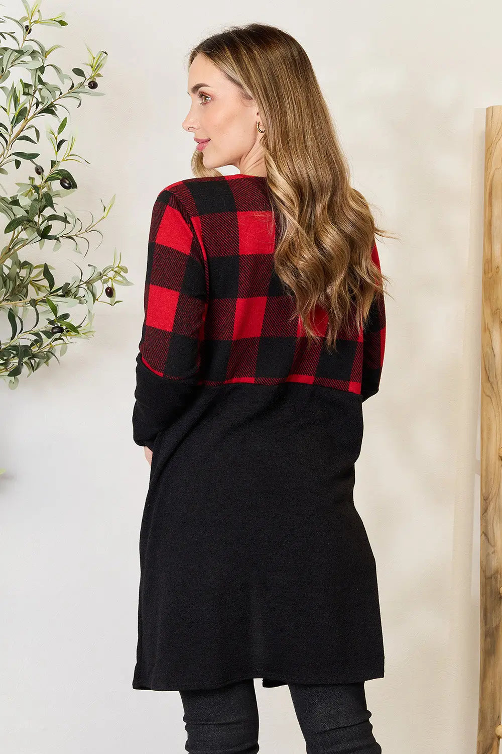 Heimish Full Size Plaid Open Front Cardigan for Women | Soft & Cozy Knit Sweater | Perfect for Fall & Winter Layering | Office, Casual & Home Wear