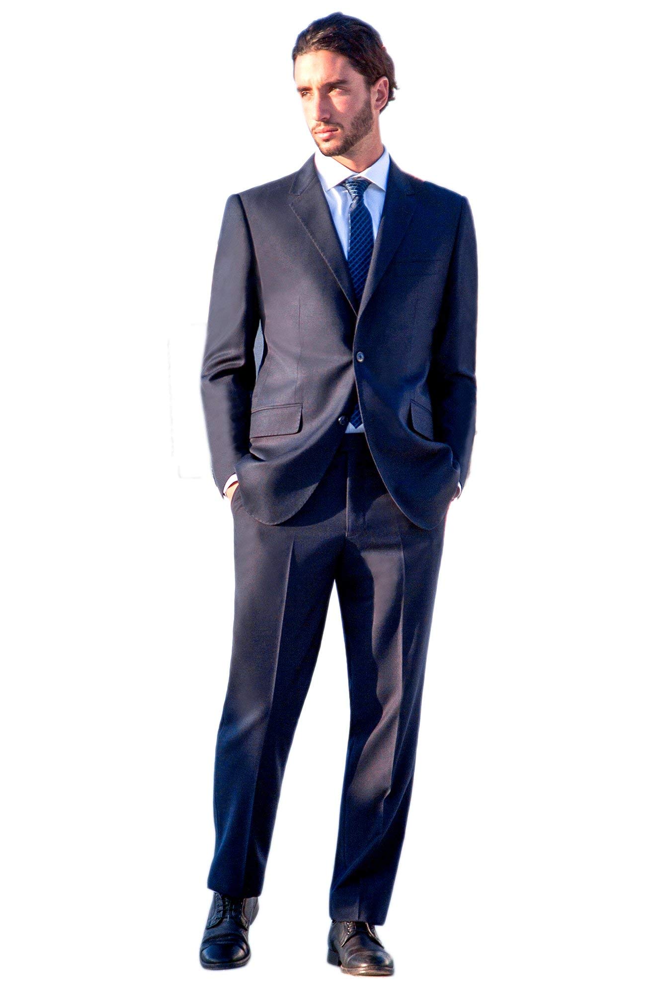 Men's Modern Fit 2-Piece Italian Wool Suit with 2-Button Blazer & Trousers - Premium Business Formal Attire for Weddings, Office Meetings & Special Events