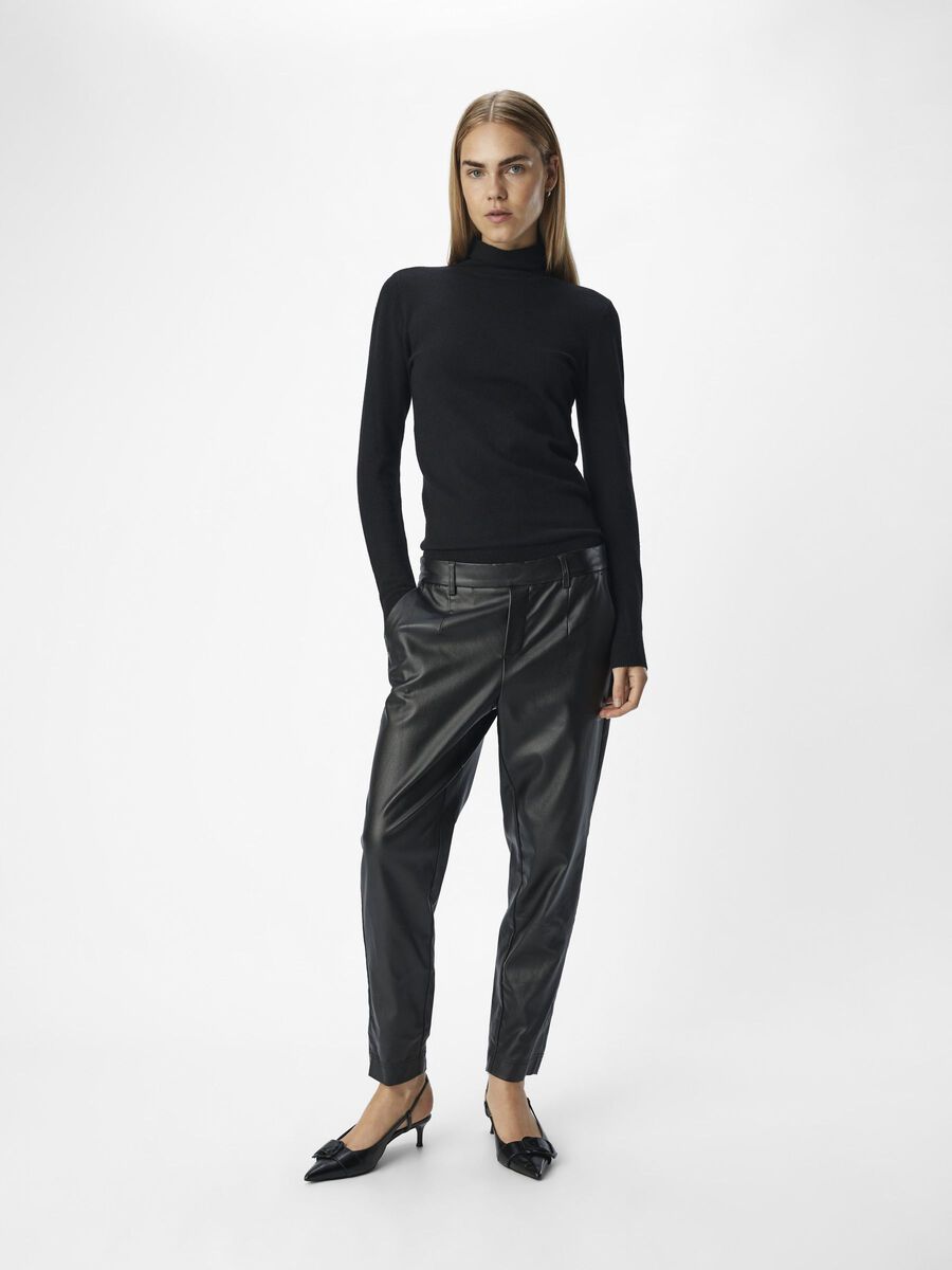 Emma Tapered Coated Pants for Women - High Waist Slim Fit Work Pants (Black) - Perfect for Office, Business Casual & Professional Outfits