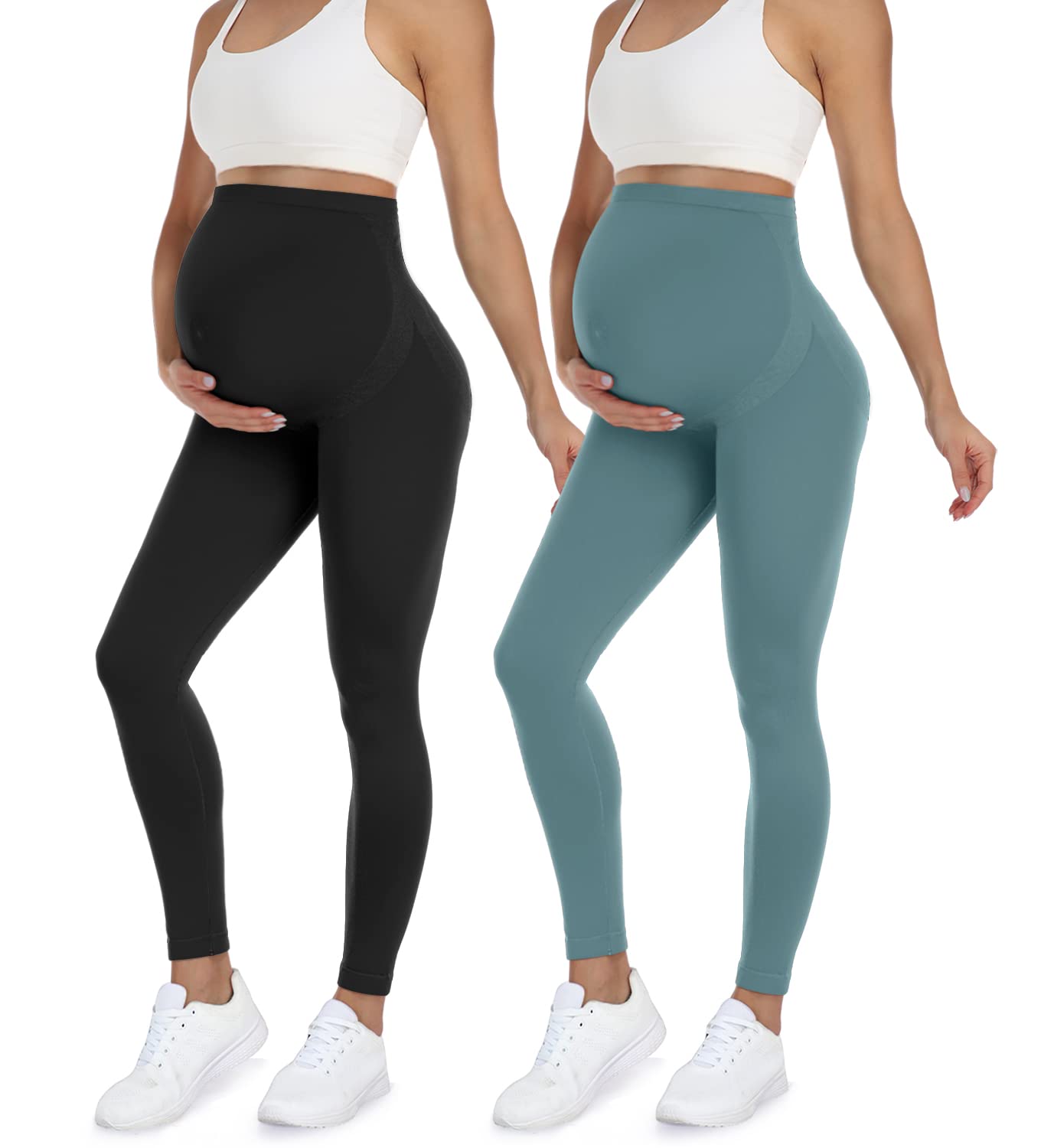 2/3 Pack Maternity Capri Leggings for Women - Over The Belly Pregnancy Yoga Pants with Butt Lift, Stretchy Workout Activewear | Perfect for Yoga, Gym, Running & Everyday Comfort