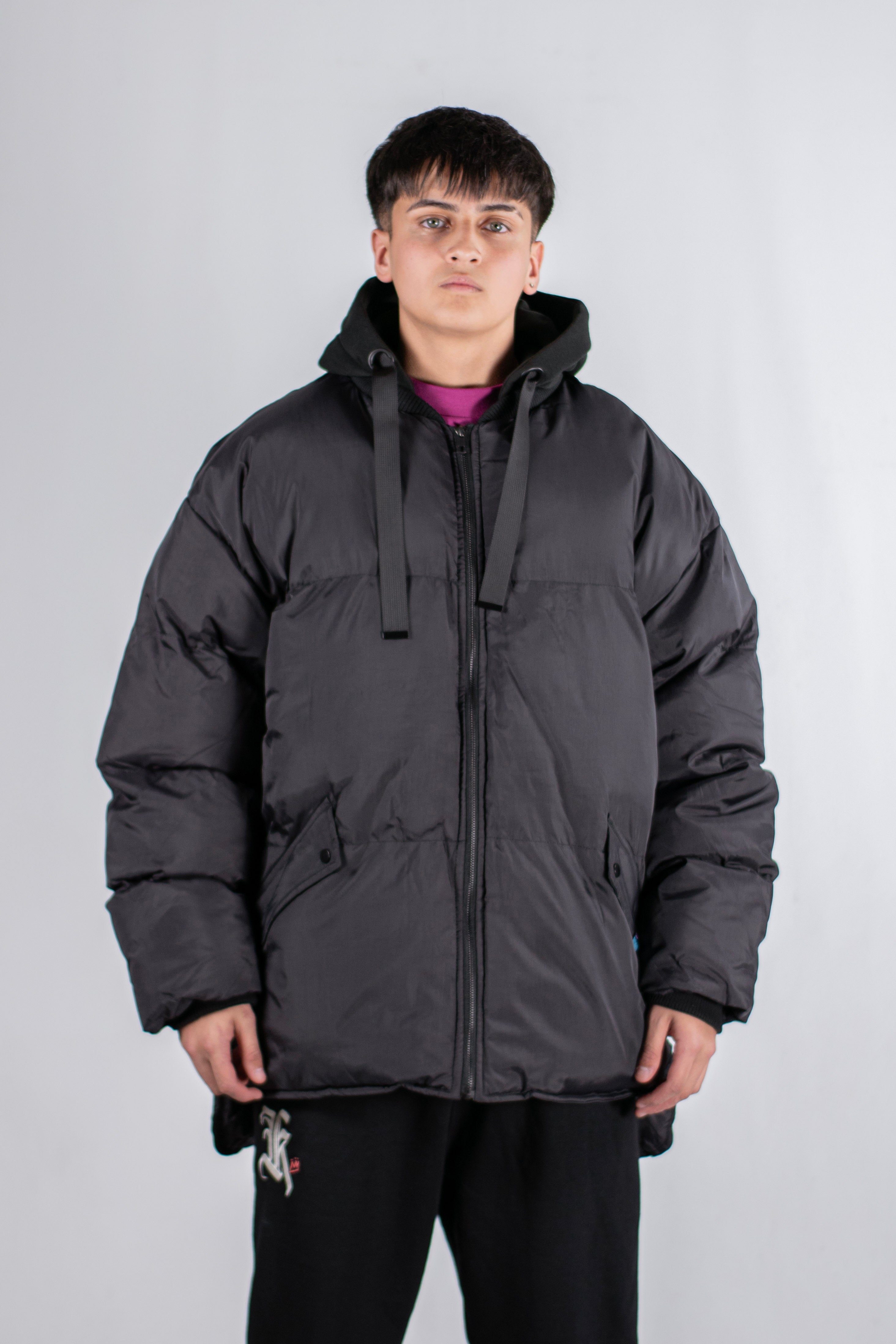 King Of Art H Unisex Black Puffer Jacket – Warm Winter Coat for Men & Women, Outdoor Activities & Casual Wear
